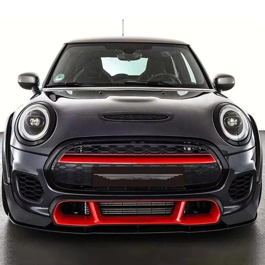 Mini GP3 F56 LCI 1 Car Accessories Body Kits with New Front Splitter Bumper Lip Chin Featuring Bumper Cut-Outs for Towing Hitch